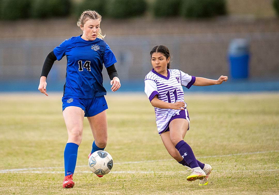 Polk County sophomore Sofie Abrahamsen started in goal Thursday for Polk County